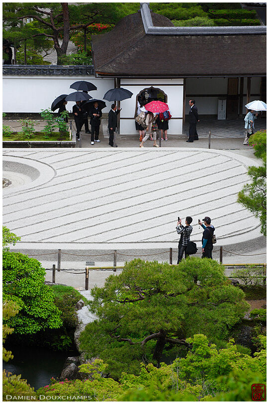 Rainy day in the zen garden of Ginkaku-ji temple