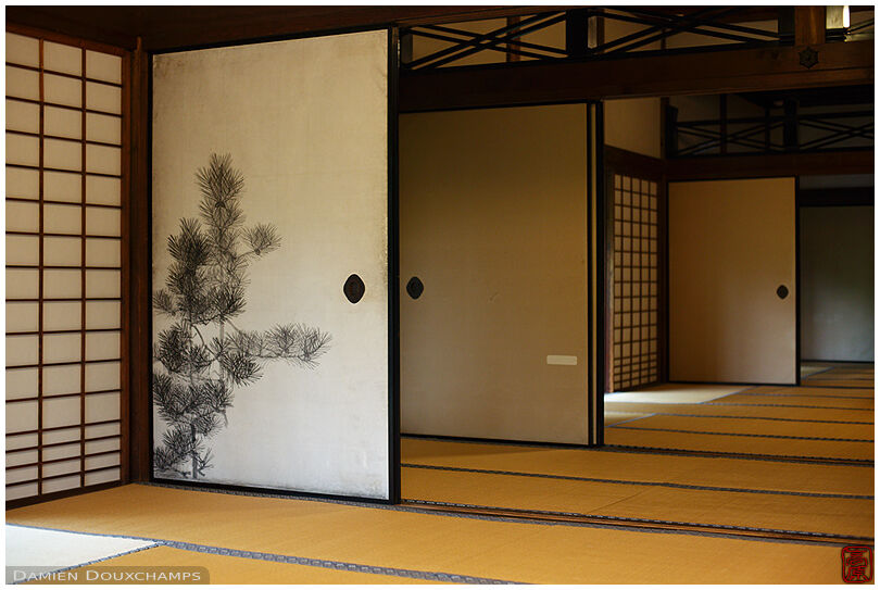 Sliding doors decorated with pine motifs, Shinyo-do in temple