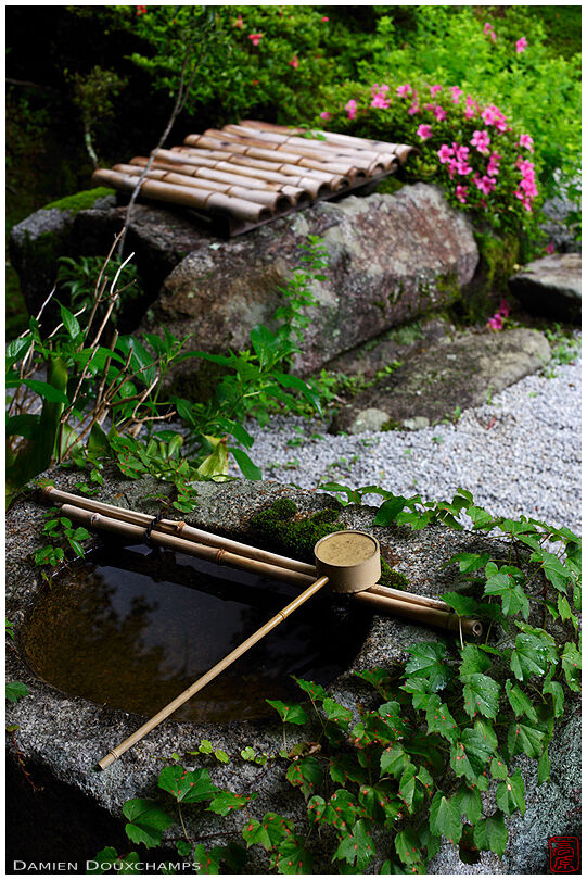 Water basin in zen garden, Konpuku-ji temple