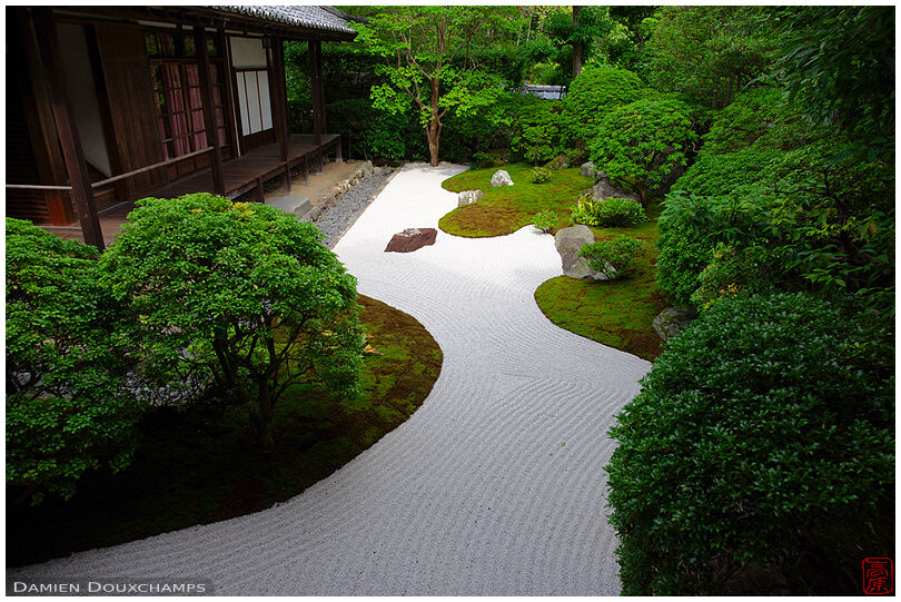 Rock river in moss garden, Daishin-in temple