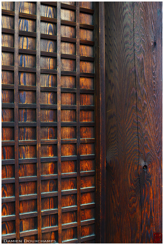 Wood panel and pillar texture detail, Dahoon-ji temple, Kyoto, Japan