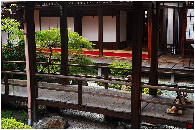 Wooden bridge in rock garden, Kanchi-in temple