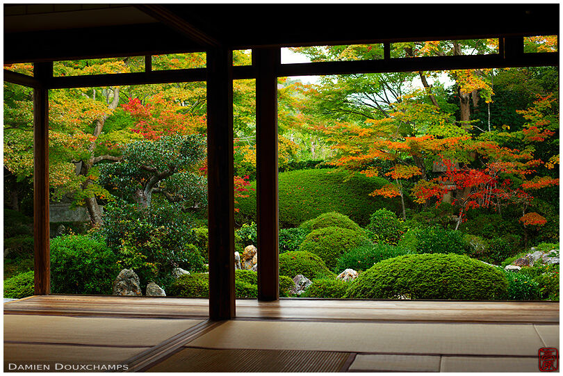 Meditation room and zen garden in autumn, Genko-an temple (2/2)