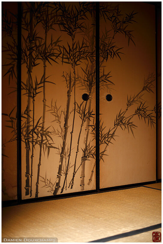 Bamboo paintings on sliding doors, Shoken-in temple