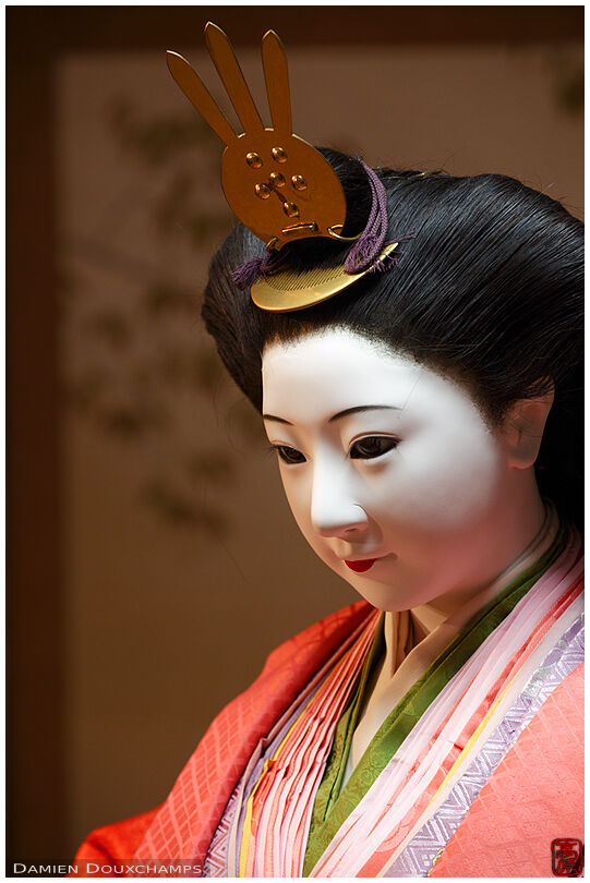 Portrait of a traditional life-sized doll in Hokyo-ji temple