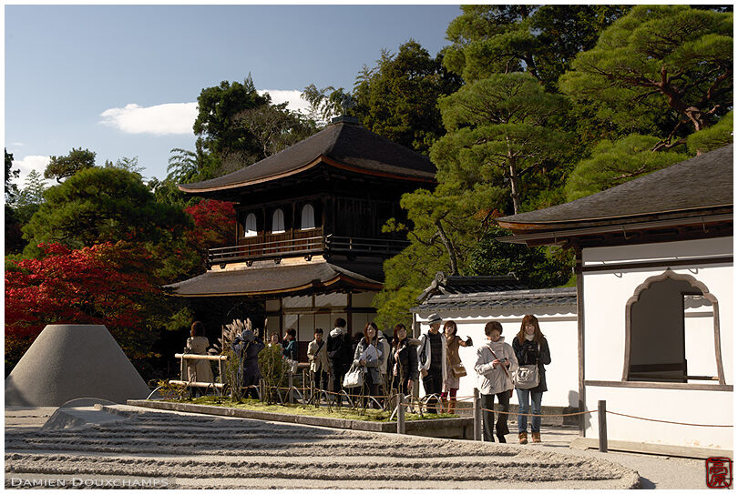 Tourists near the silver pavillion, Ginkaku-ji temple