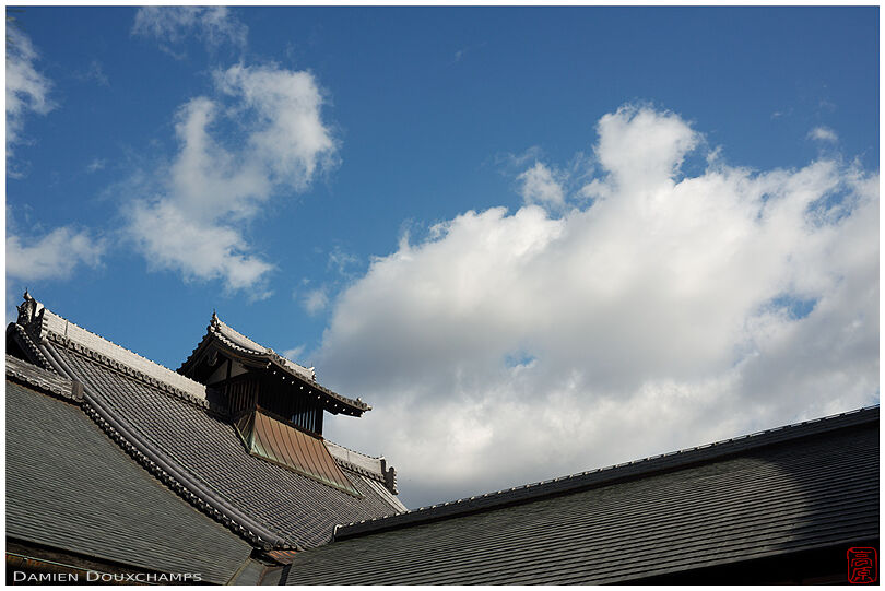 Roof lines on blue cloudy sky, Tenryu-ji temple