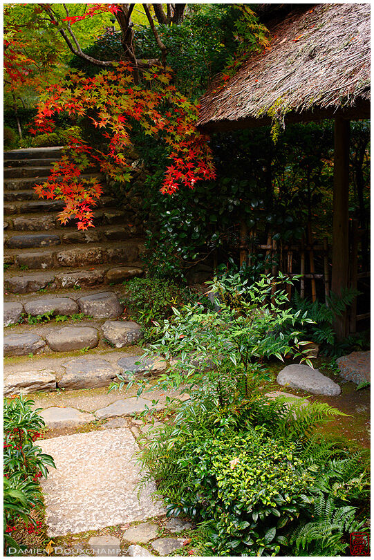Entrance of a thatched tea house in Enri-an temple
