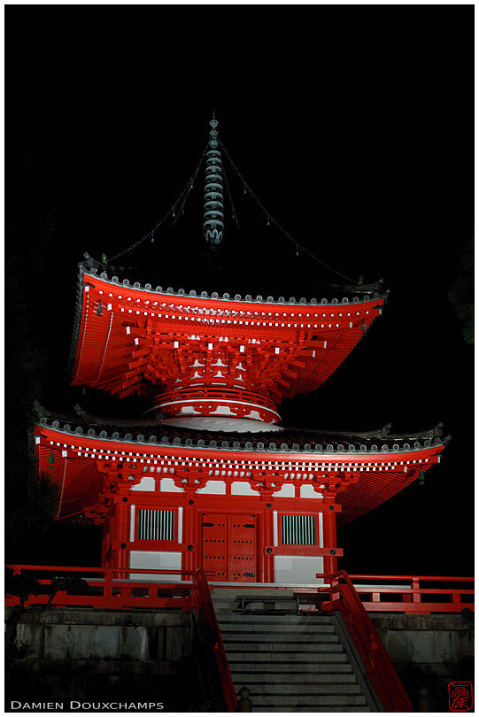 Daikaku-ji temple pagoda at night