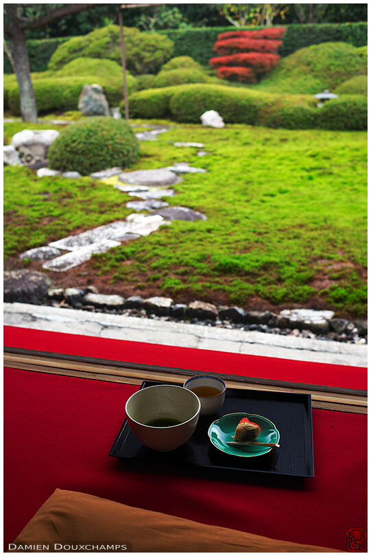 Gree tea and sweet, Ikkai-in temple