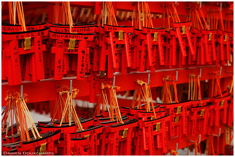 Red torii as votive offerings in Fushimi Inari Taisha