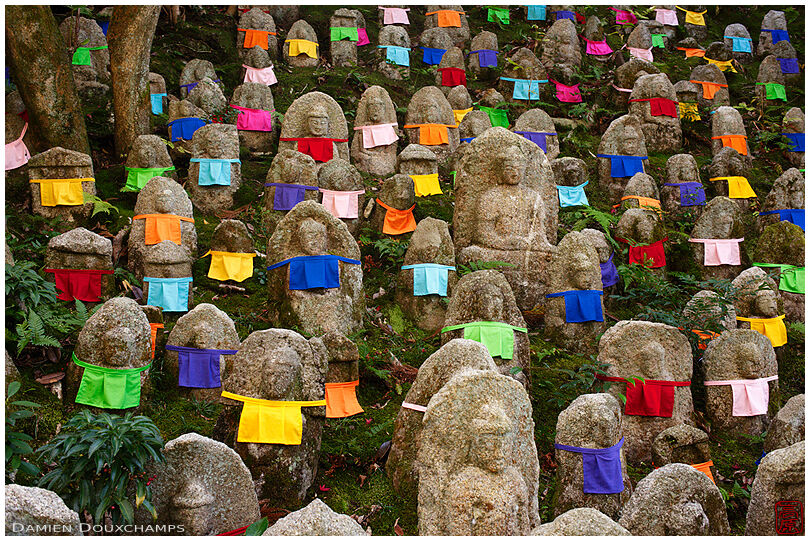 Jizo statues with coloured clothing, Kiyomizu-dera temple