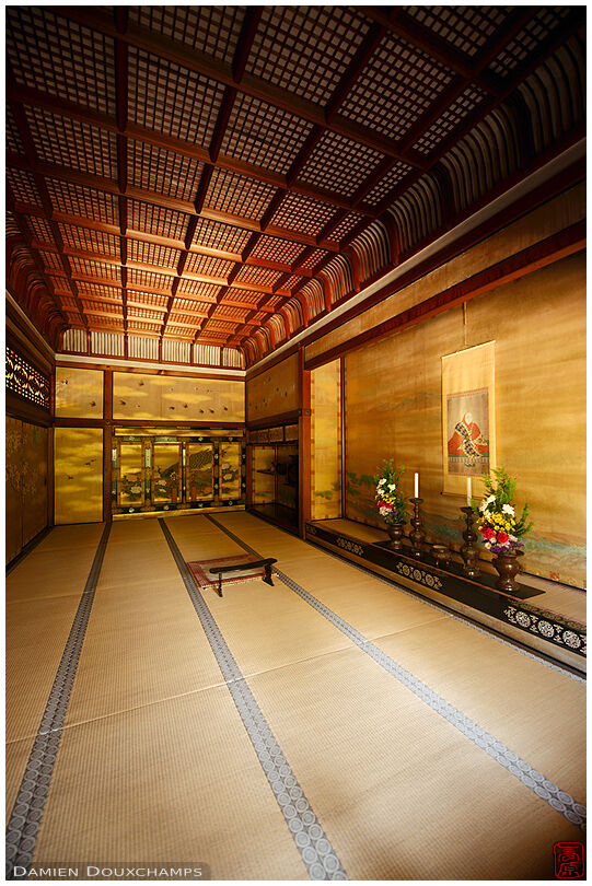 Elaborate gold-covered room in the abbot's quarters of Ninna-ji temple, Kyoto, Japan
