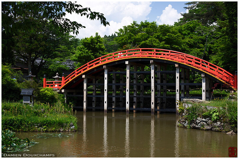 Steep arch bridge in Niutsuhime-jinja, Wakayama, Japan