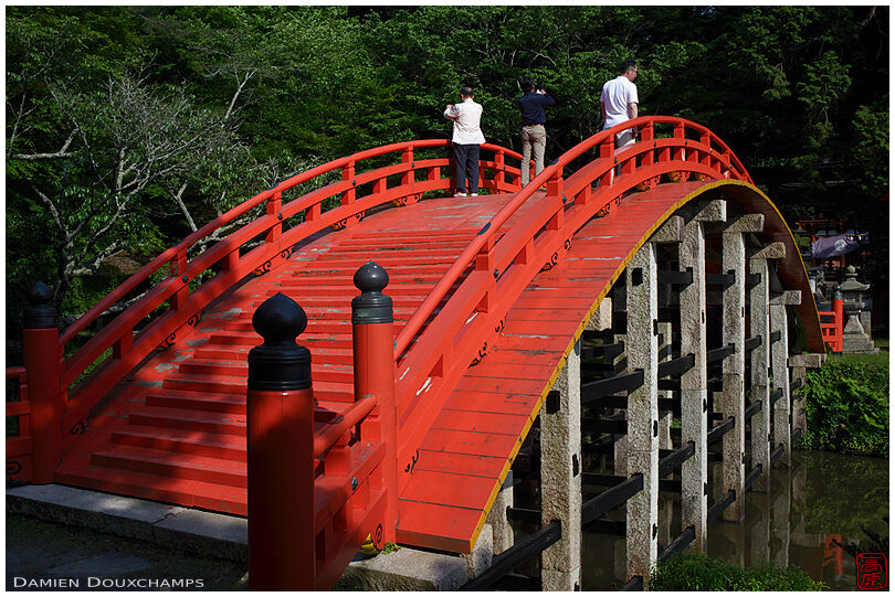 Curved red bridge of Niutsuhime shrine, Wakayama, Japan