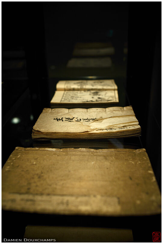 Old books, Hanbei-fu bento museum, Kyoto, Japan