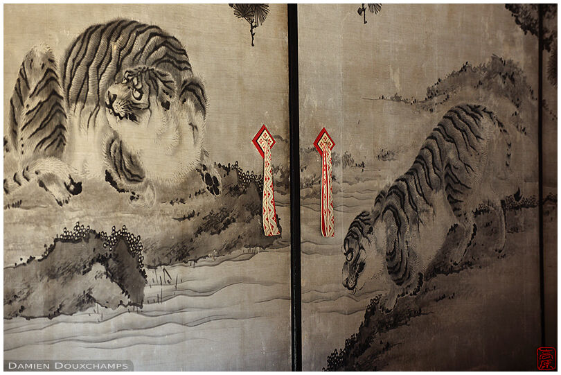Tiger paintings on sliding doors, imperial palace, Kyoto, Japan