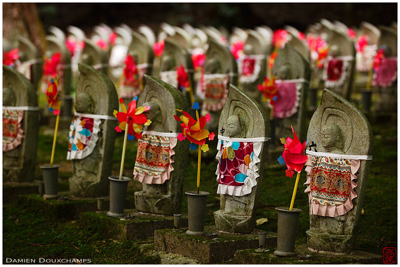 Jizo statues are often offered to temples after a miscarriage or abortion and therefore represent very young children
