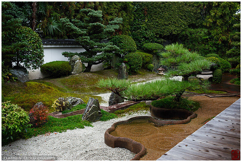 Japanese garden designed by Shigemori Mirei in Reiun-in temple, Kyoto, Japan