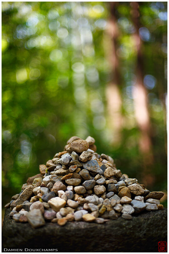 Small mountain of stones in the cemetery of Sekiho-ji temple, Kyoto, Japan