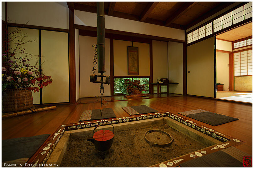 Traditional hearth inside Hosen-in temple, Kyoto, Japan