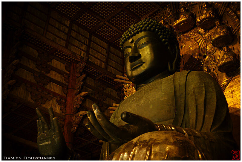 The massive Buddha statue of Todai-ji temple, Kyoto, Japan
