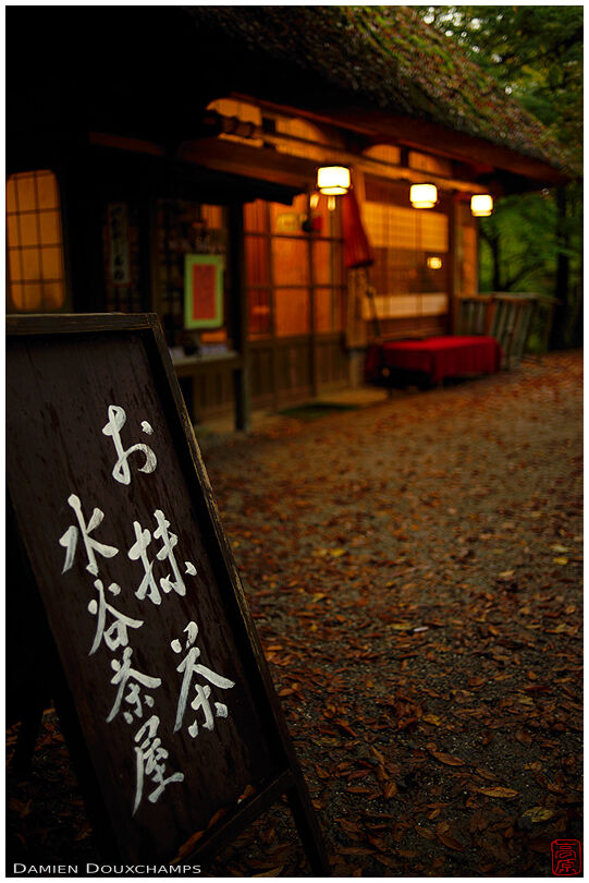 Old thatched roofed tea house in a corner of Nara Park, Japan