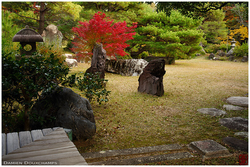 Simple Japanese garden atmosphere in Shodensanso, Kyoto, Japan