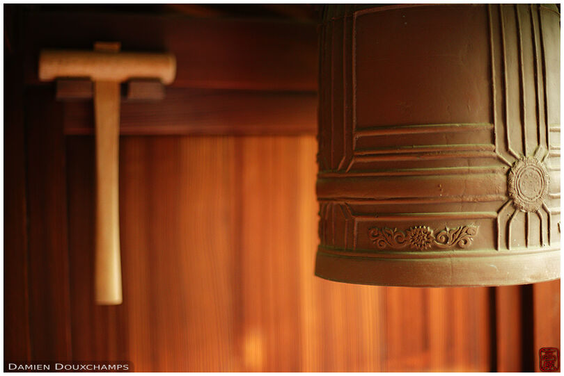 Bell and its hammer in Ikkai-in temple, Kyoto, Japan