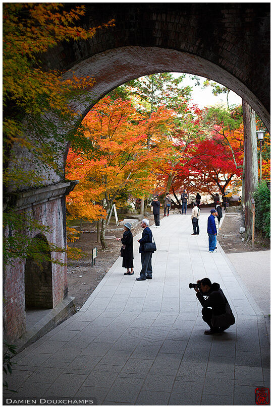 Autumn colours around the old aqueduct on the ground of Nanzen-ji temple, Kyoto, Japan