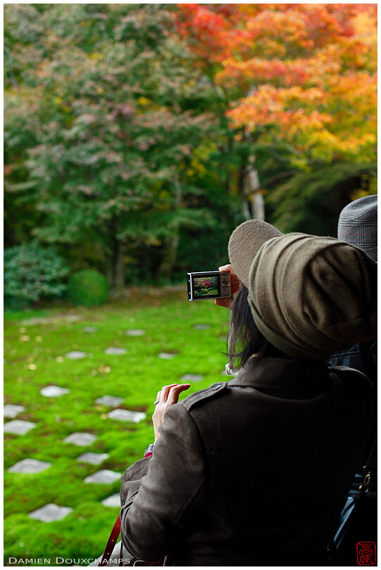 Photographing the rear moss garden of Tofuku-ji temple hojo, Kyoto, Japan