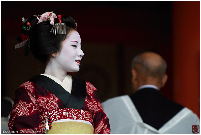 Maiko during setsubun festival in Heian shrine, Kyoto, Japan