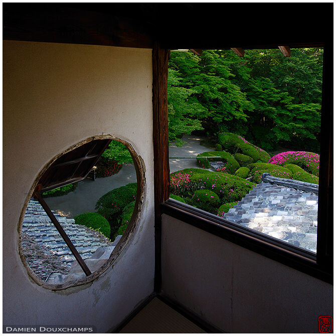 View of the garden from the moon viewing tower of Shisen-do temple, Kyoto, Japan