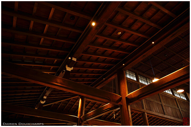 Roof and ceiling structure of a dojo, Shogunzuka, Kyoto, Japan