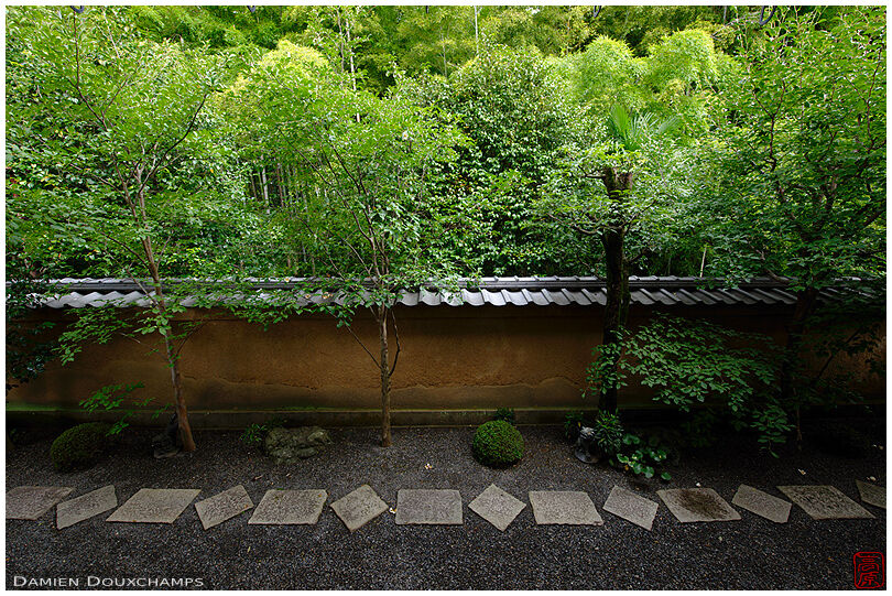 Stepping stones in a side garden of Torin-in temple, Kyoto, Japan