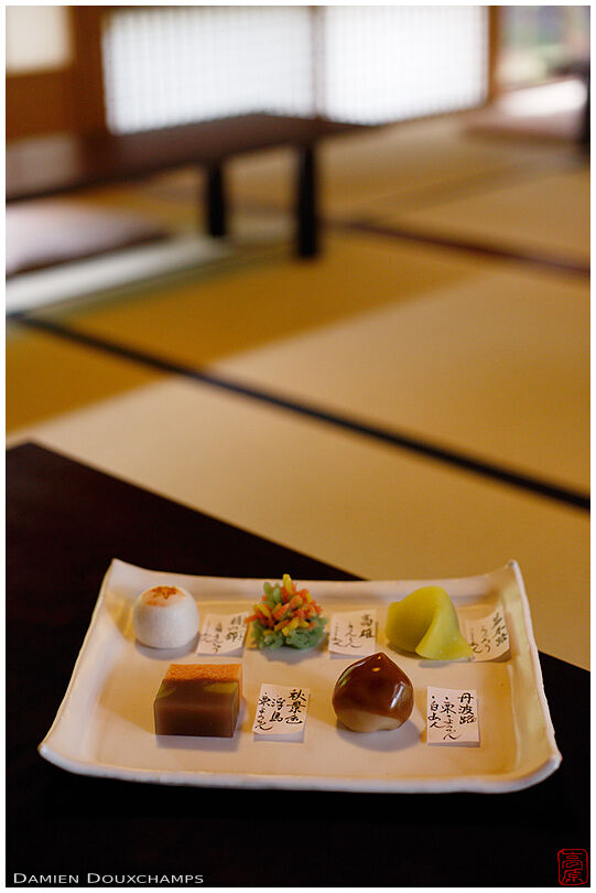 Selection of tea-time sweets in the Hōsen-dō tea house, Kyoto, Japan