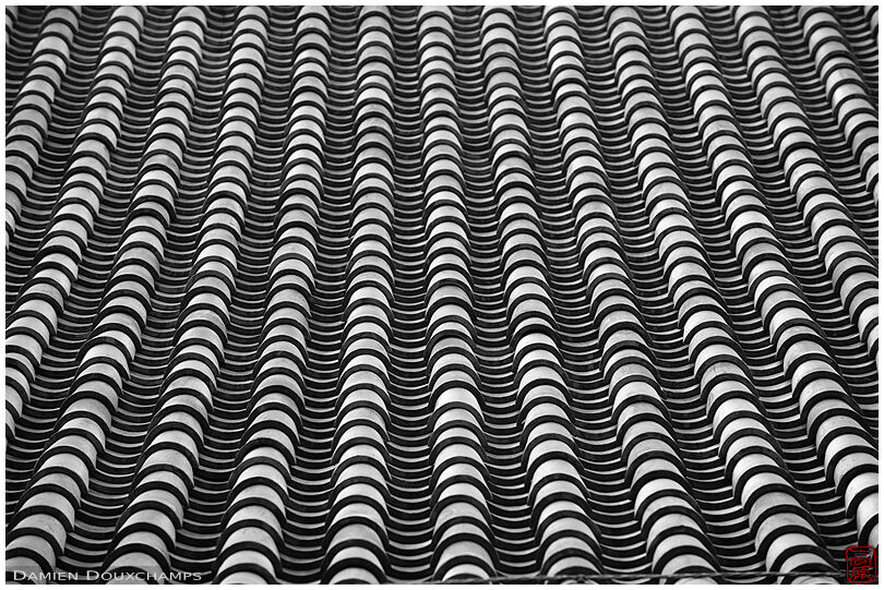 Old temple roof lines and tile patterns, Naramachi, Nara, Japan