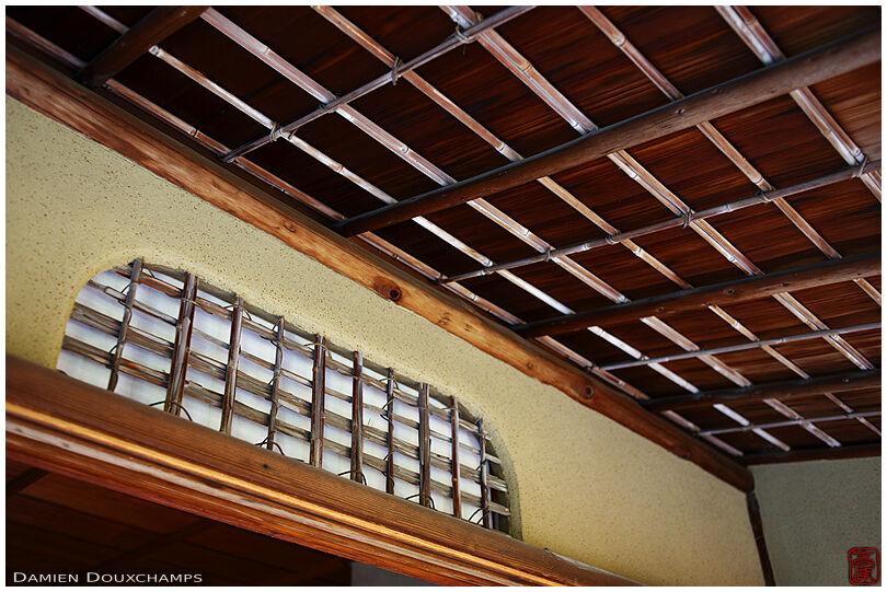 Lattice window and sukiya architecture in the Nishimura villa, Kyoto, Japan