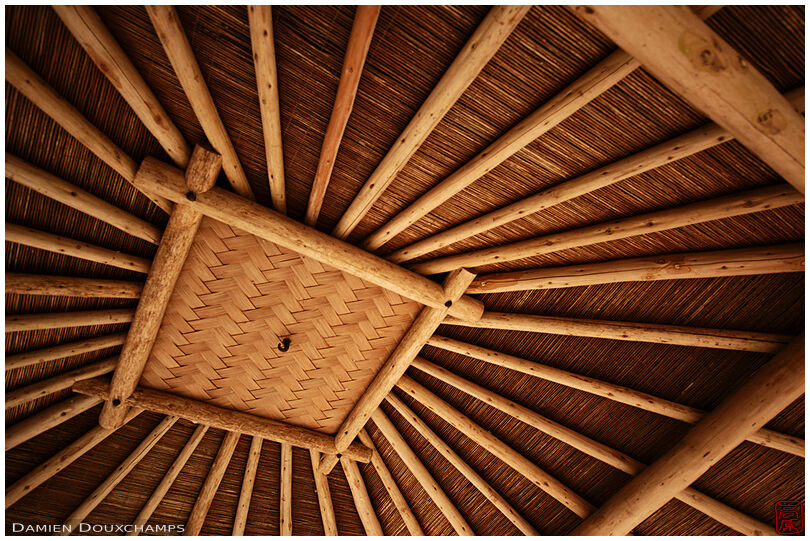 Ceiling detail of a tea pavilion in Nobotoke-an, Kyoto, Japan