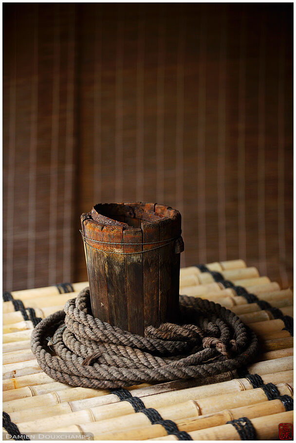 Old bucket over bamboo well in Yogen-in temple, Kyoto, Japan