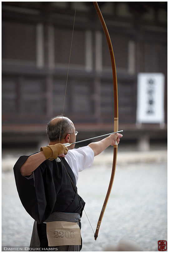 Archer during the Tohiya competition in Sanjusangendo temple, Kyoto, Japan