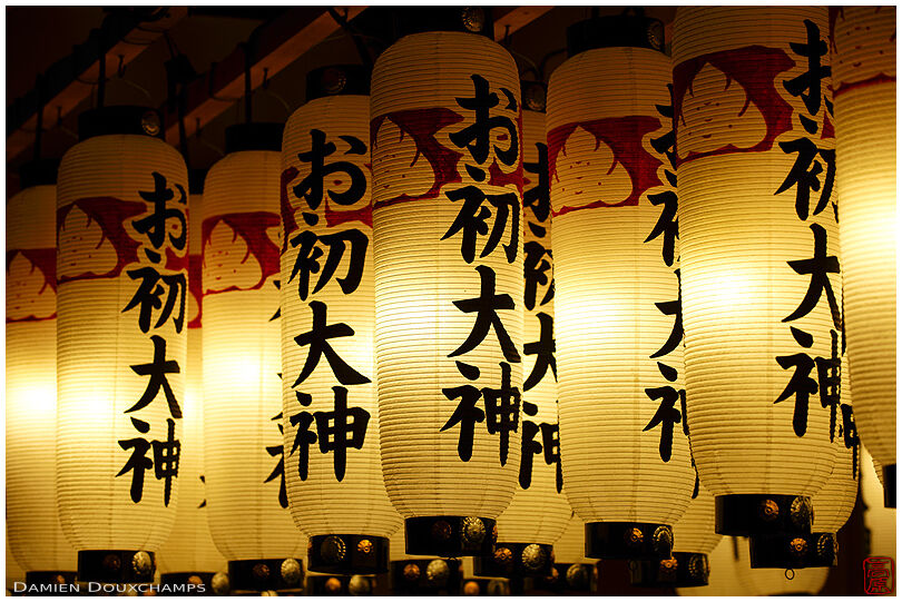 Paper lanterns in Hozen-ji temple, Osaka, Japan