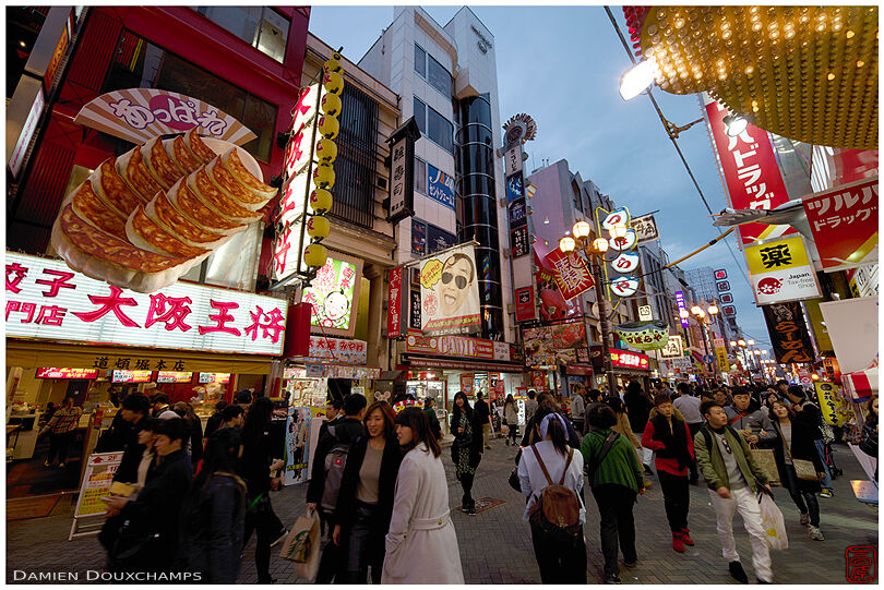 Oversized and loud advertisements in a busy night life district of Osaka, Japan