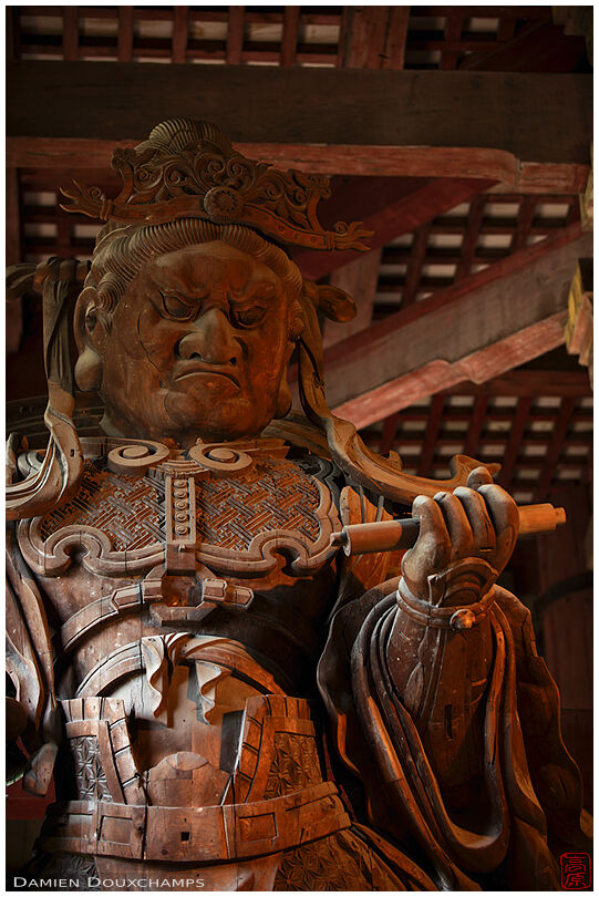 Wooden statue of Buddhist deity Virupaksa, Todai-ji temple, Nara, Japan