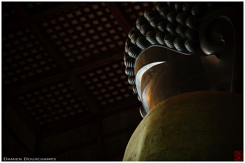 Outlines of the great Buddha head in Todai-ji temple, Nara, Japan