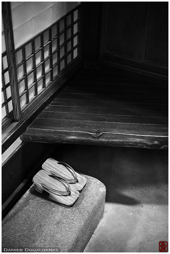 Sandals at home entrance, Fujita house, Kyoto, Japan
