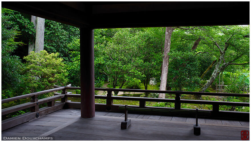 Hokongo-in temple balcony and green forest, Kyoto, Japan
