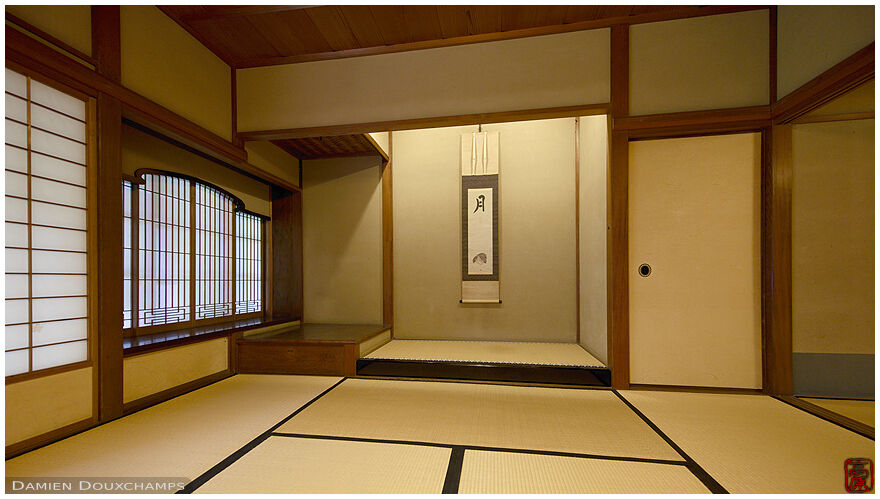 Typical traditional sukiya architecture in a room of Kodo-kan, Kyoto, Japan
