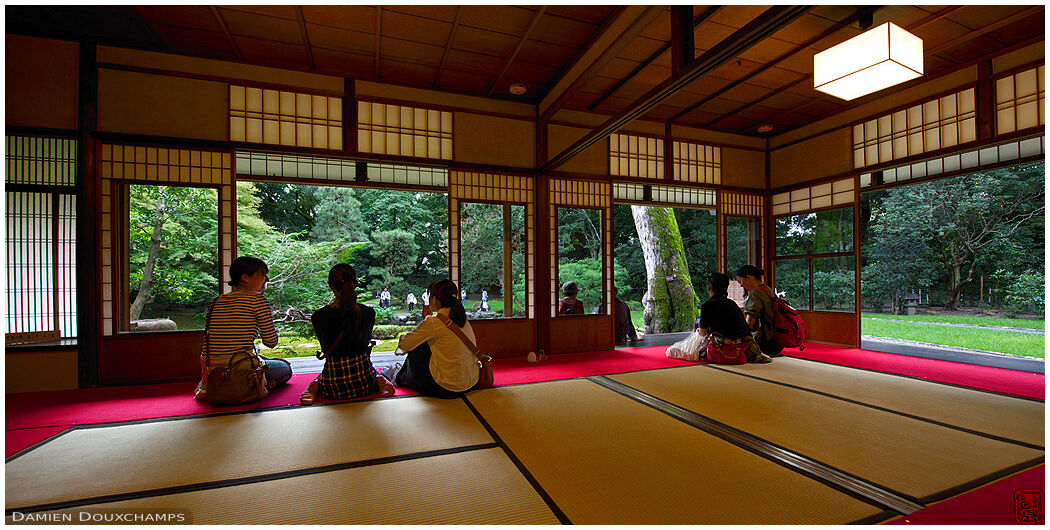 Quiet and relaxing time in the main hall of the Mitsui Shimogamo villa, Kyoto, Japan