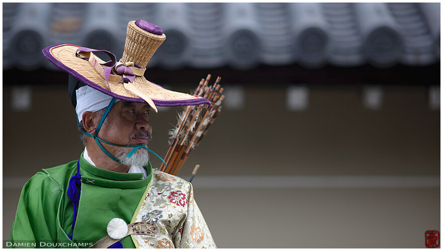 Mounted archer with 'interesting' hat during the Jidai festival in Kyoto, Japan
